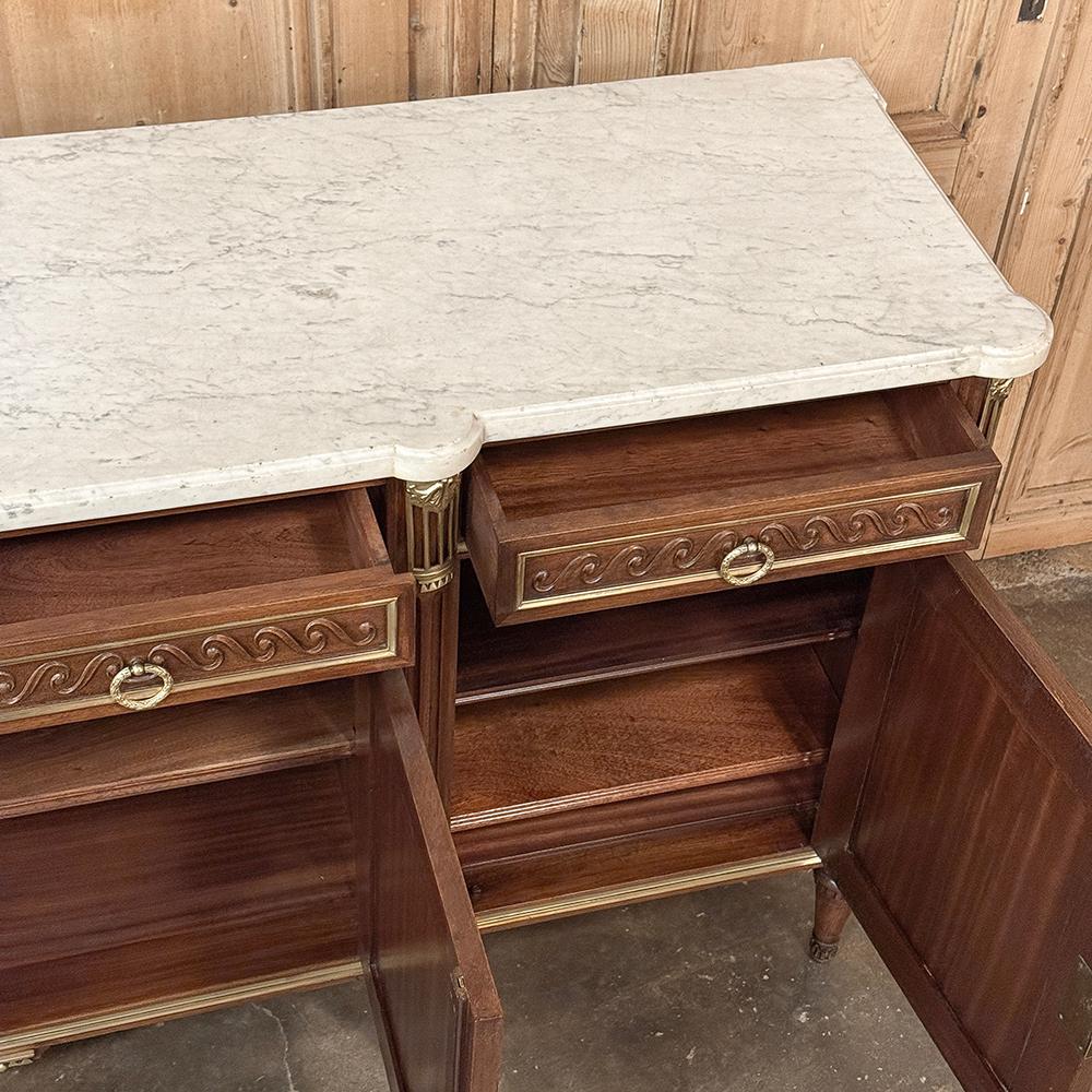 Antikes französisches Louis-XVI-Buffet aus Mahagoni mit Marmorplatte im Angebot 12