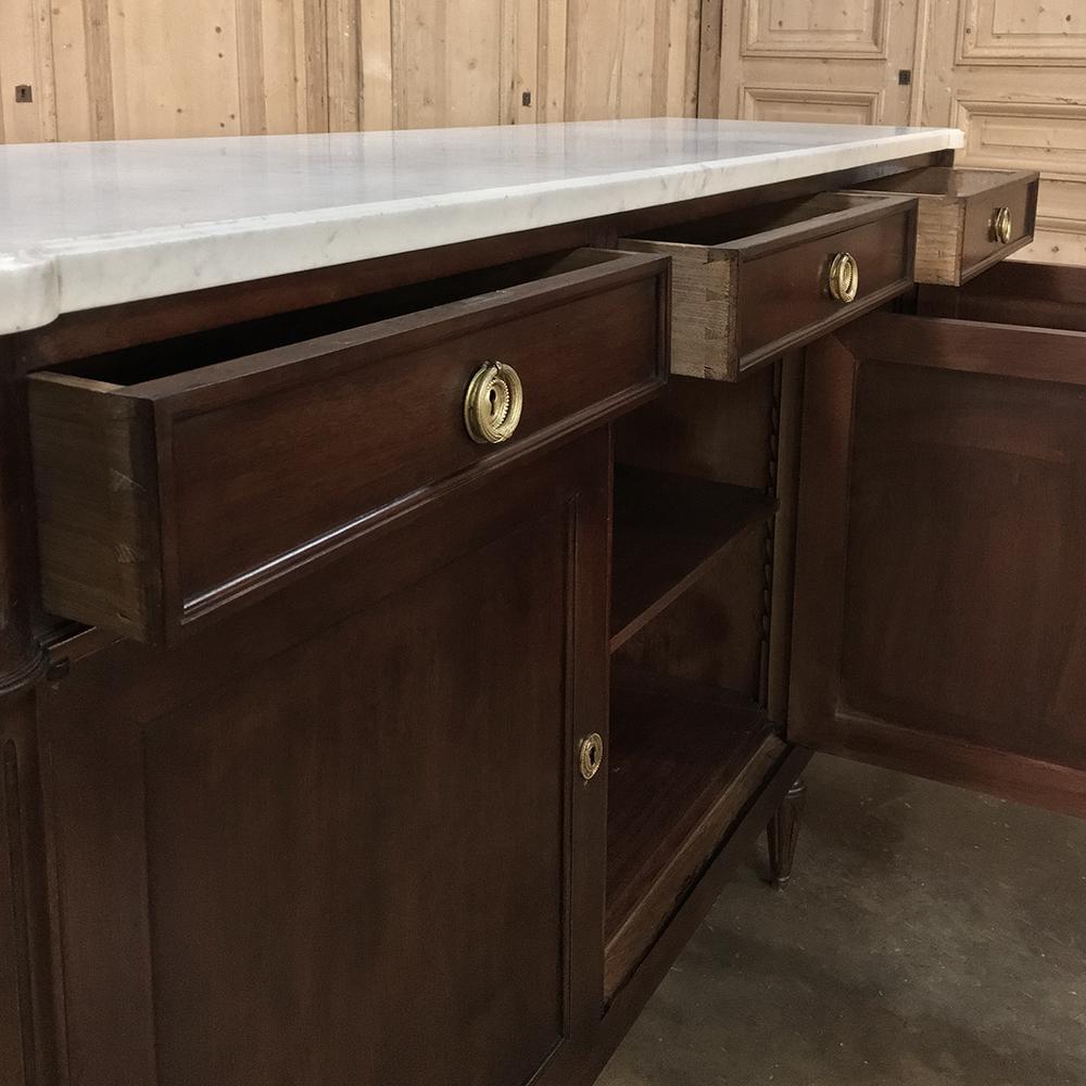 Antique French Louis XVI Mahogany Marble Top Buffet In Excellent Condition In Dallas, TX