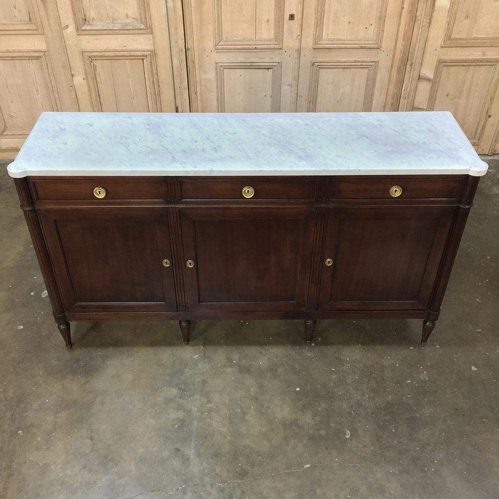 Antique French Louis XVI Mahogany Marble Top Buffet 2