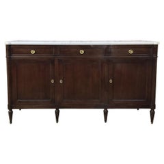 Antique French Louis XVI Mahogany Marble Top Buffet