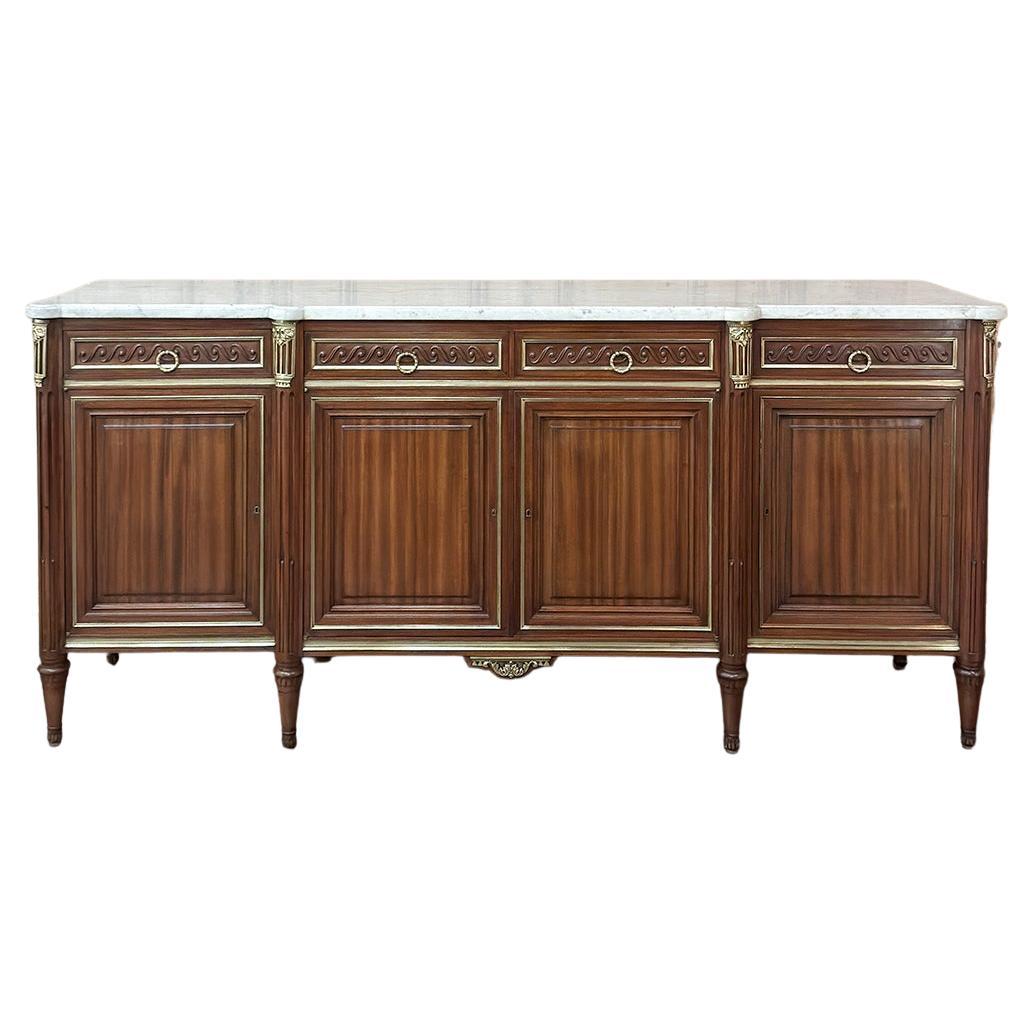 Antique French Louis XVI Mahogany Marble Top Buffet