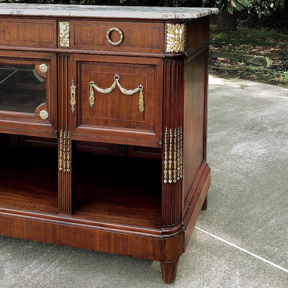 Antique French Louis XVI Mahogany Marble-Top Buffet with Bronze Mounts For Sale 7