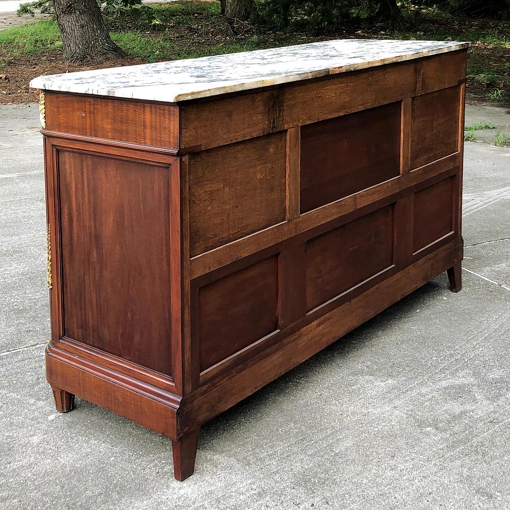 Antique French Louis XVI Mahogany Marble-Top Buffet with Bronze Mounts For Sale 9