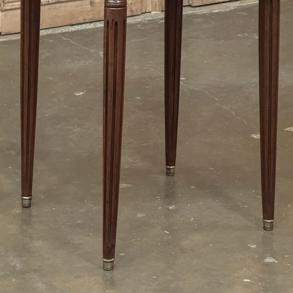 Antique French Louis XVI Mahogany Marble Top Oval Bouillotte Table For Sale 6