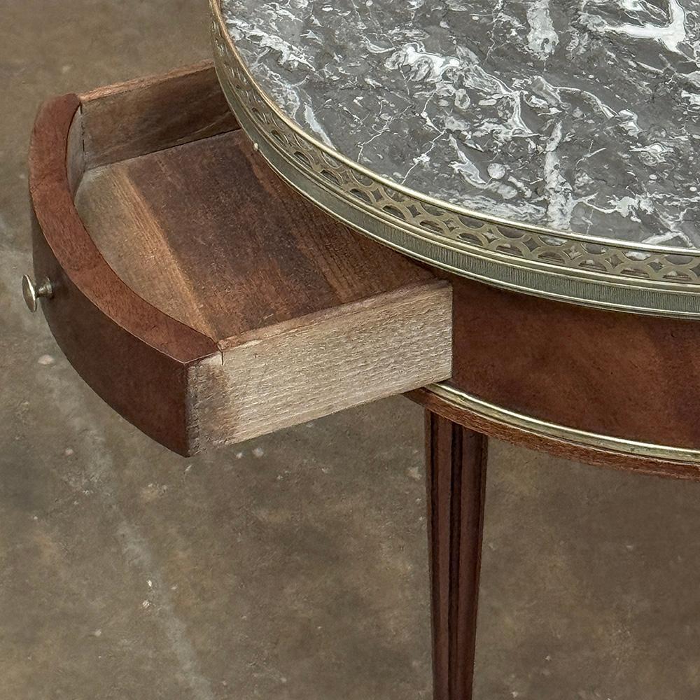 Antique French Louis XVI Mahogany Marble Top Oval Bouillotte Table For Sale 9