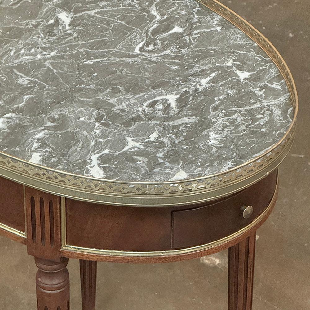 Antique French Louis XVI Mahogany Marble Top Oval Bouillotte Table For Sale 14