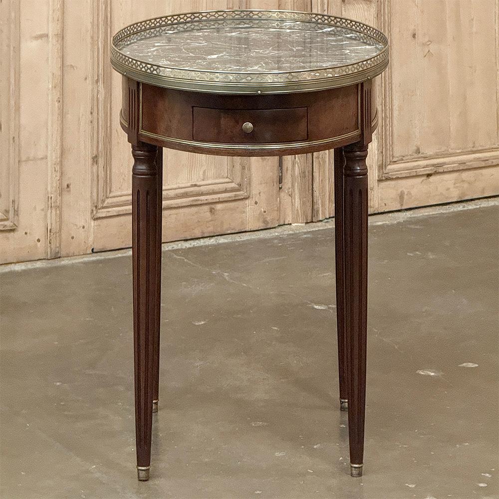 Late 19th Century Antique French Louis XVI Mahogany Marble Top Oval Bouillotte Table For Sale