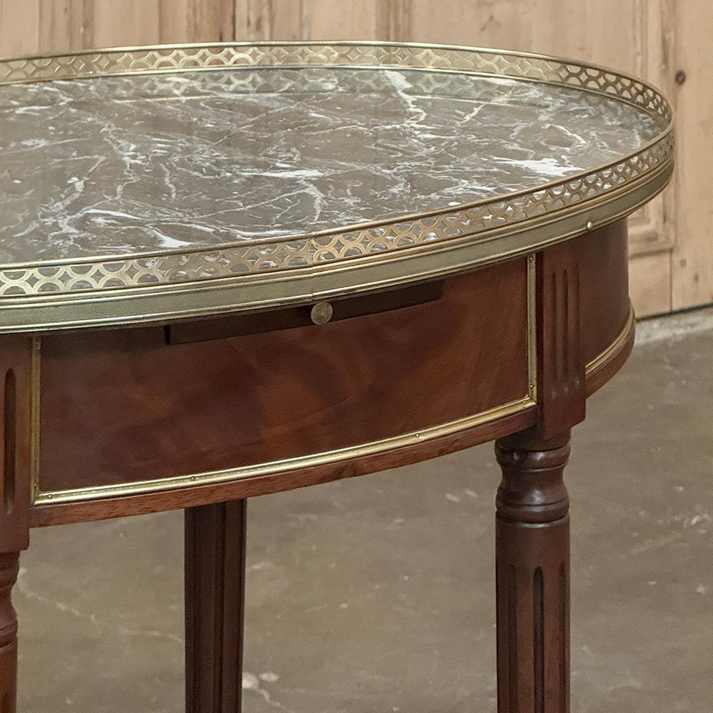 Antique French Louis XVI Mahogany Marble Top Oval Bouillotte Table For Sale 2