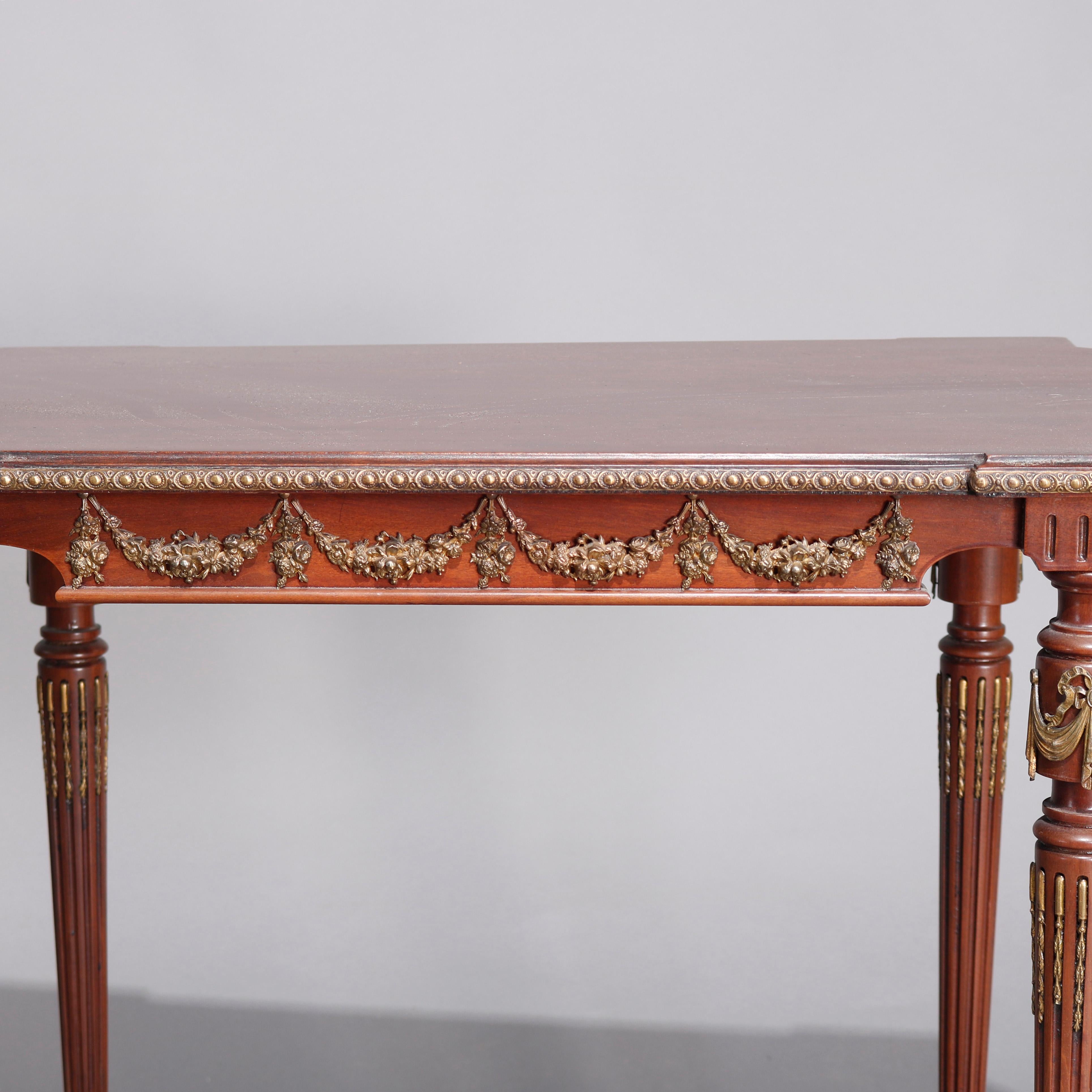 Antique French Louis XVI Mahogany Side Table with Ormolu Mounts, circa 1900 In Good Condition In Big Flats, NY