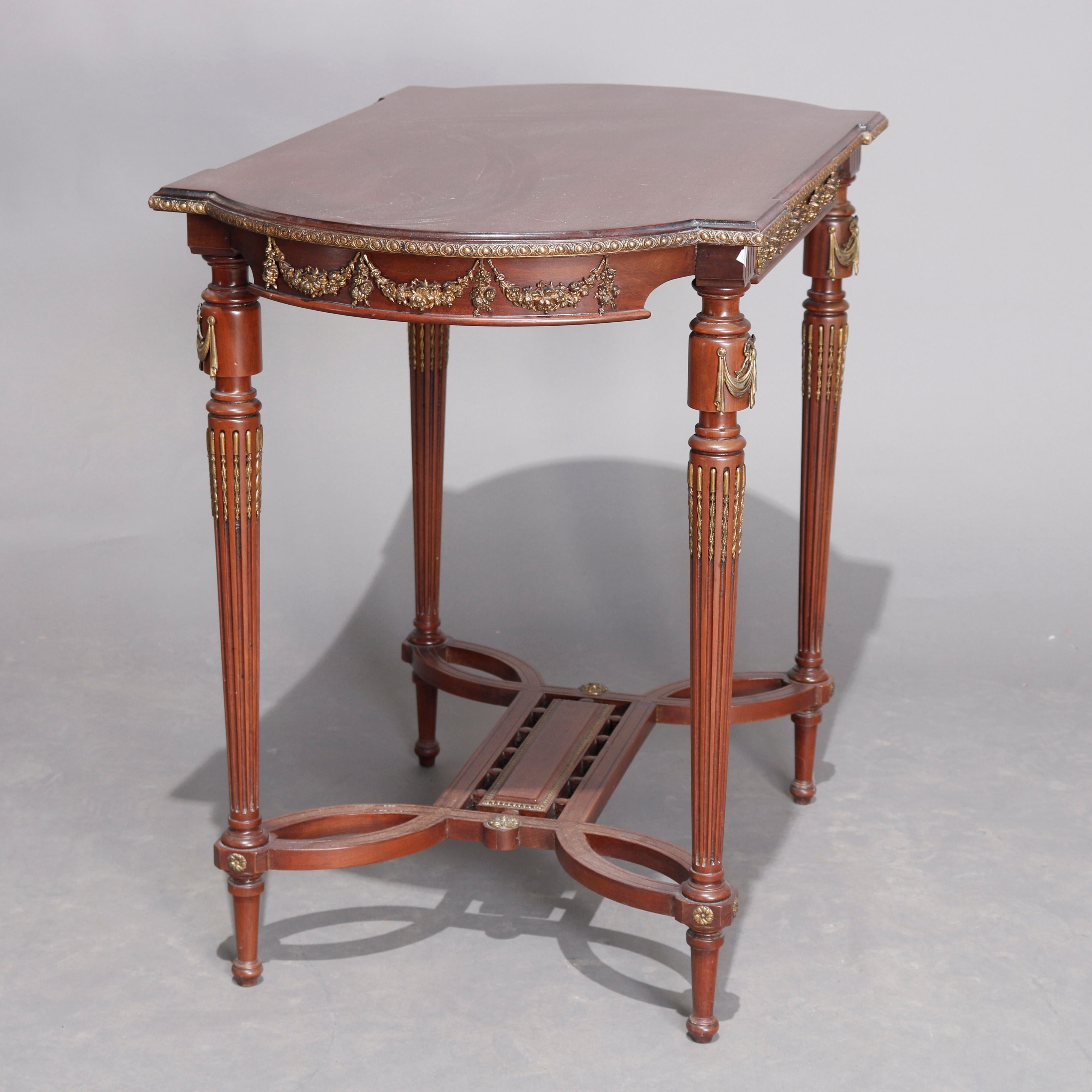 20th Century Antique French Louis XVI Mahogany Side Table with Ormolu Mounts, circa 1900
