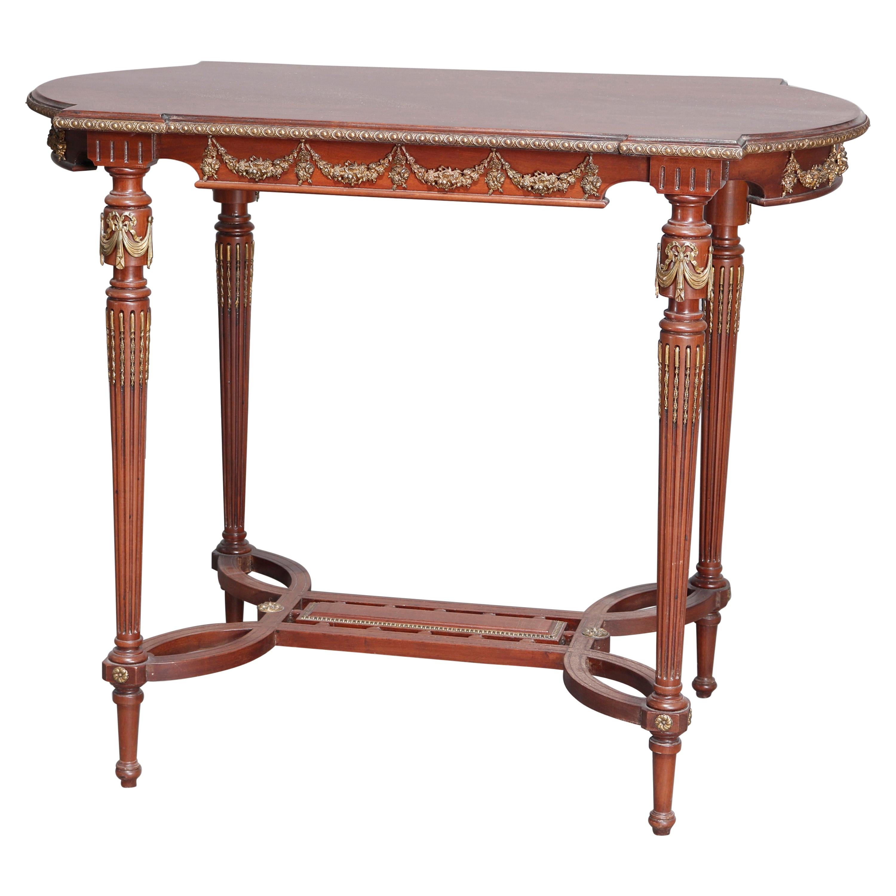 Antique French Louis XVI Mahogany Side Table with Ormolu Mounts, circa 1900