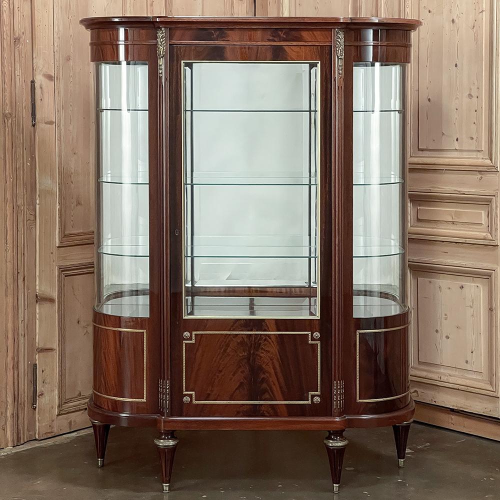 Hand-Crafted Antique French Louis XVI Mahogany Vitrine ~ Display Cabinet For Sale