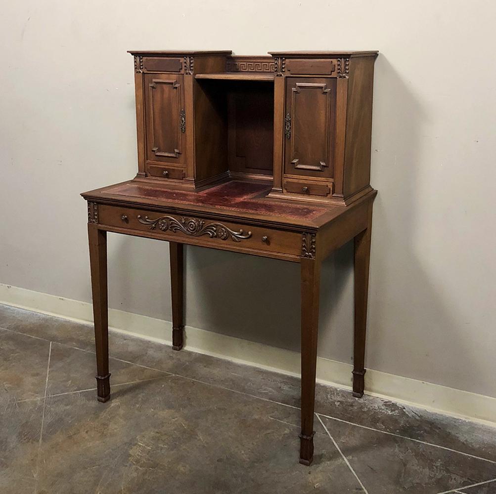 Hand-Crafted Antique French Louis XVI Mahogany Wall Desk For Sale