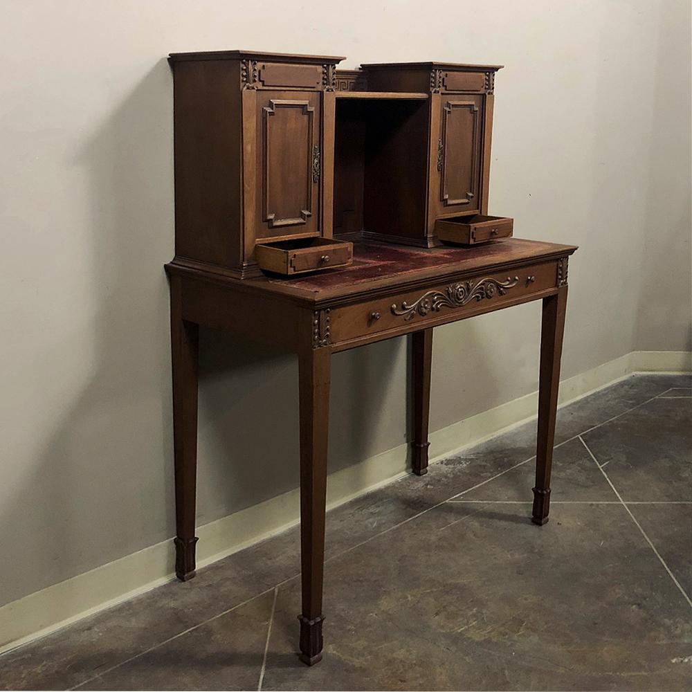 20th Century Antique French Louis XVI Mahogany Wall Desk For Sale