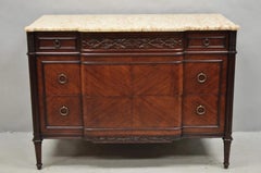 Antique French Louis XVI Maison Jansen Style Mahogany Marble Top Dresser Commode