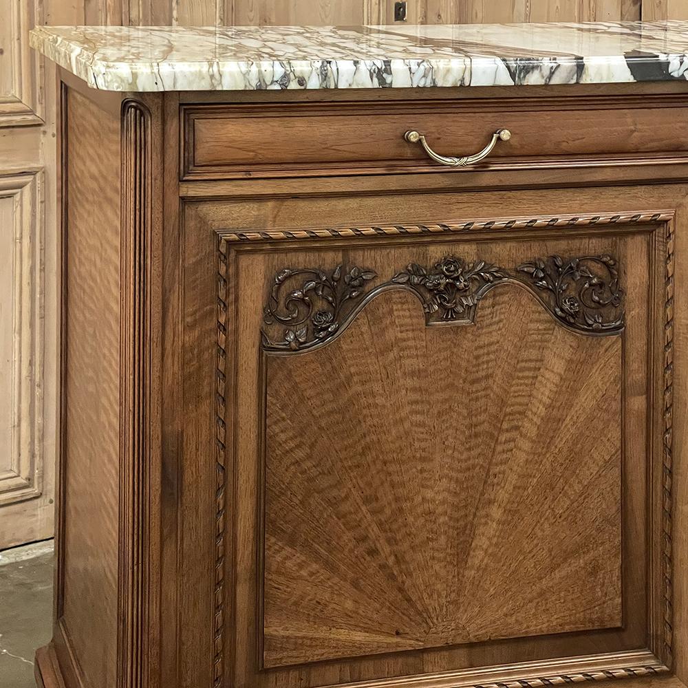 Antique French Louis XVI Maple Marquetry Marble Top Buffet For Sale 4