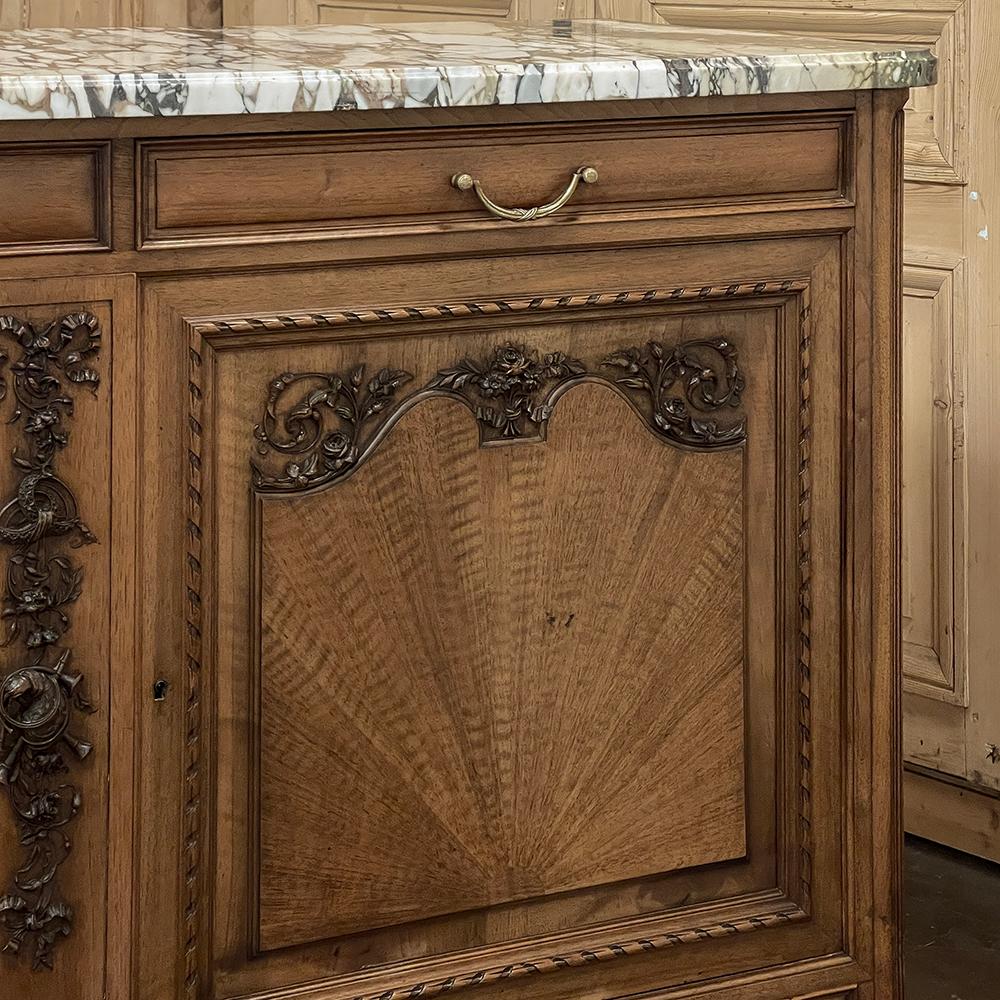 Antique French Louis XVI Maple Marquetry Marble Top Buffet For Sale 6