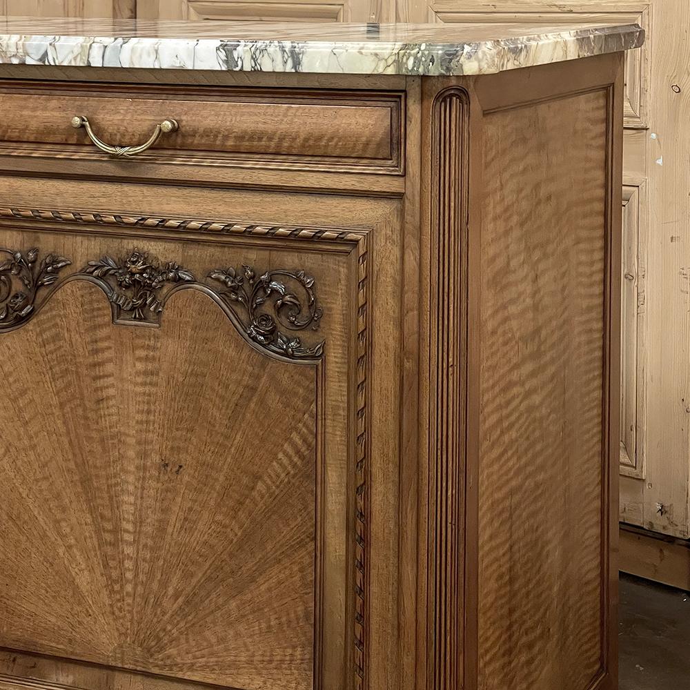 Antique French Louis XVI Maple Marquetry Marble Top Buffet For Sale 8