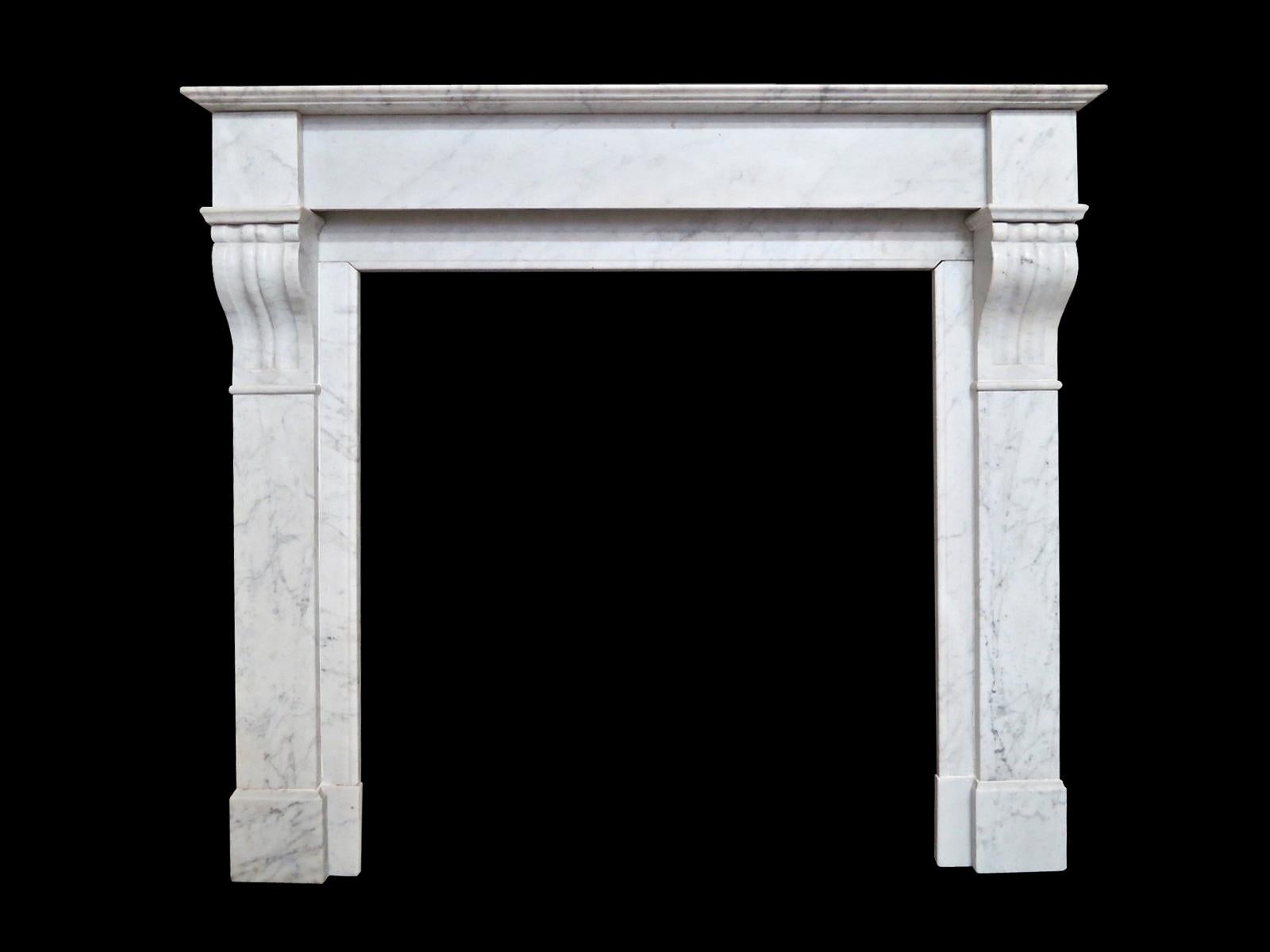 Carved Antique French Louis XVI Marble Fireplace Mantel