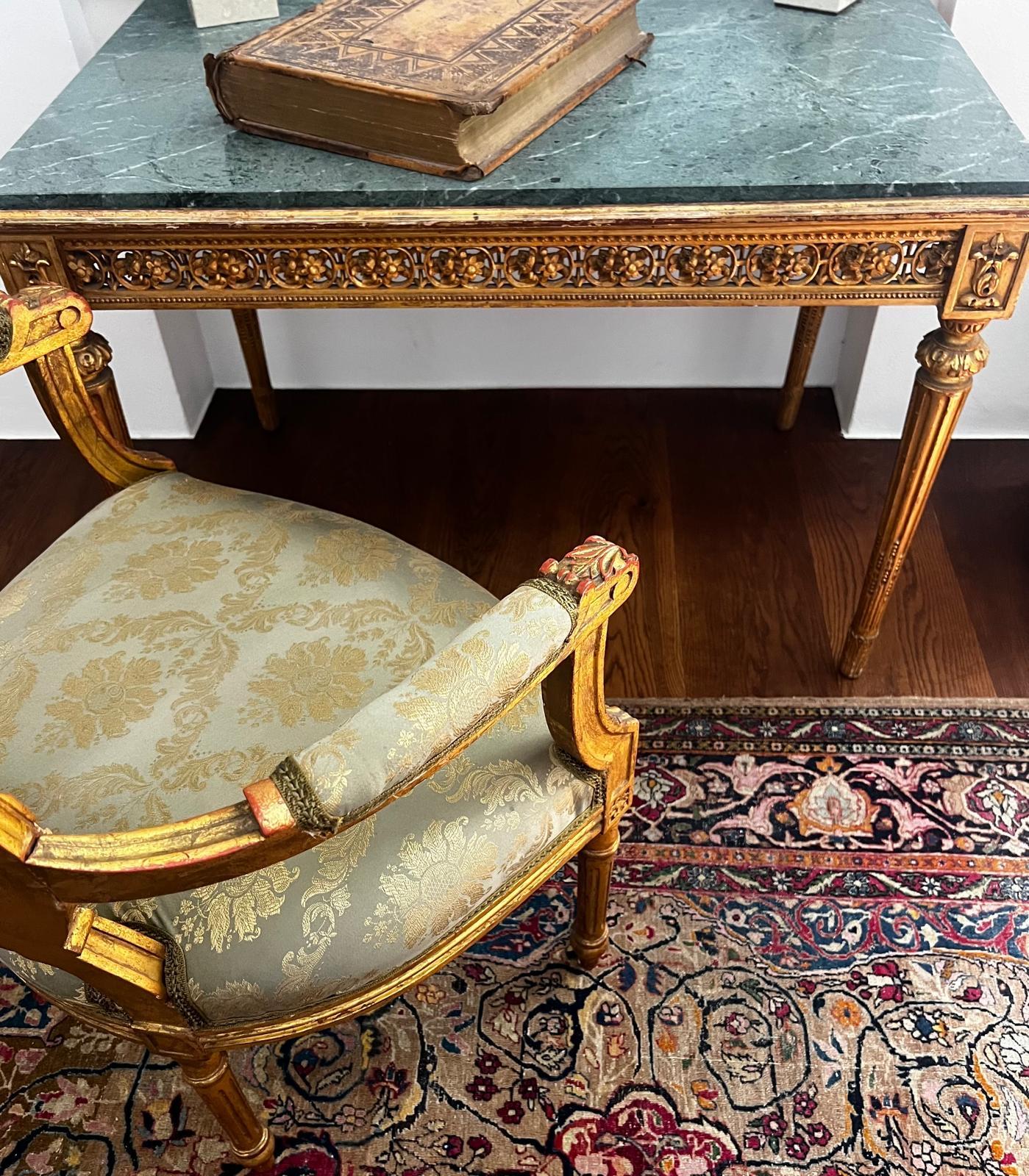 Antique French Louis XVI Marble Gold gilded Salon Ladies Writing Table 1800 en venta 2