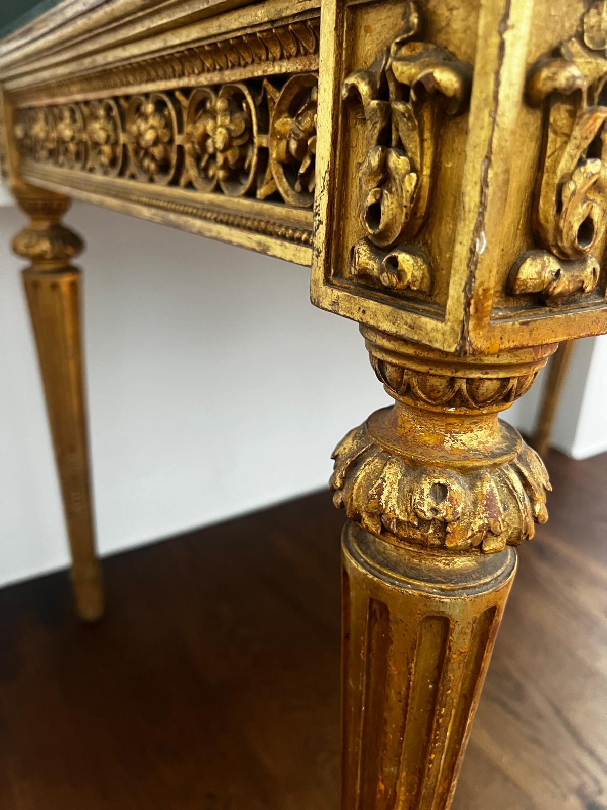 Antique French Louis XVI Marble Gold gilded Salon Ladies Writing Table 1800 Francés en venta
