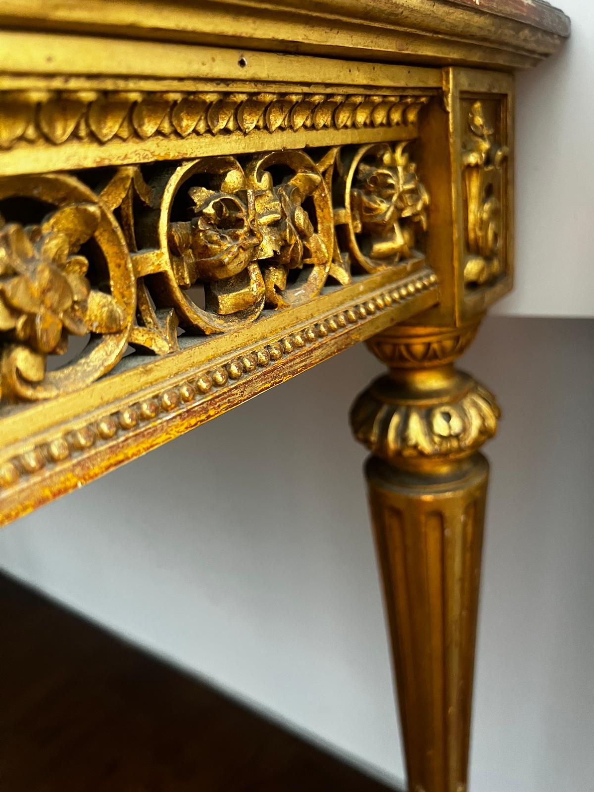 Antique French Louis XVI Marble Gold gilded Salon Ladies Writing Table 1800 Hecho a mano en venta