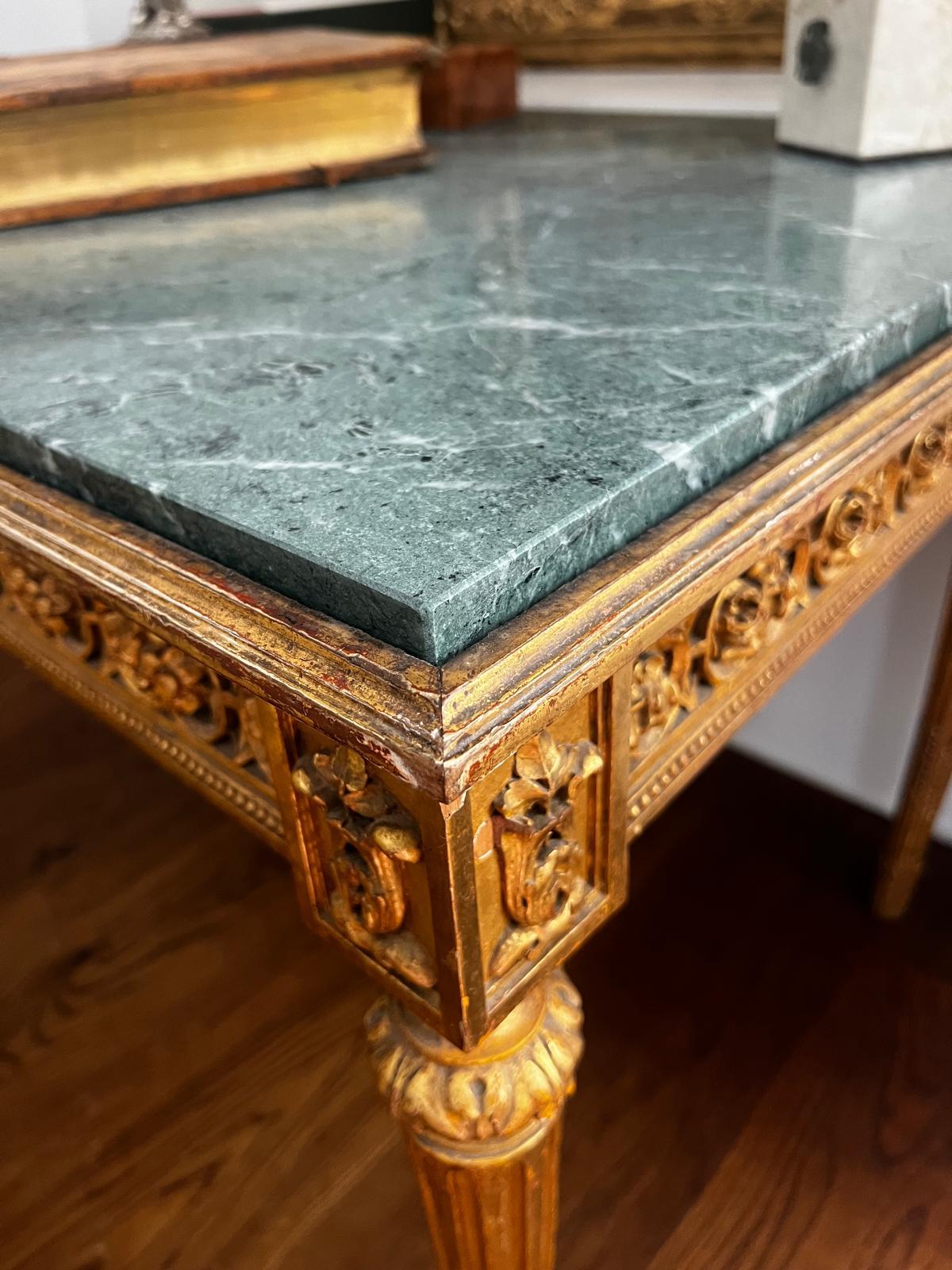Antique French Louis XVI Marble Gold gilded Salon Ladies Writing Table 1800 en Bueno estado para la venta en Doha, QA