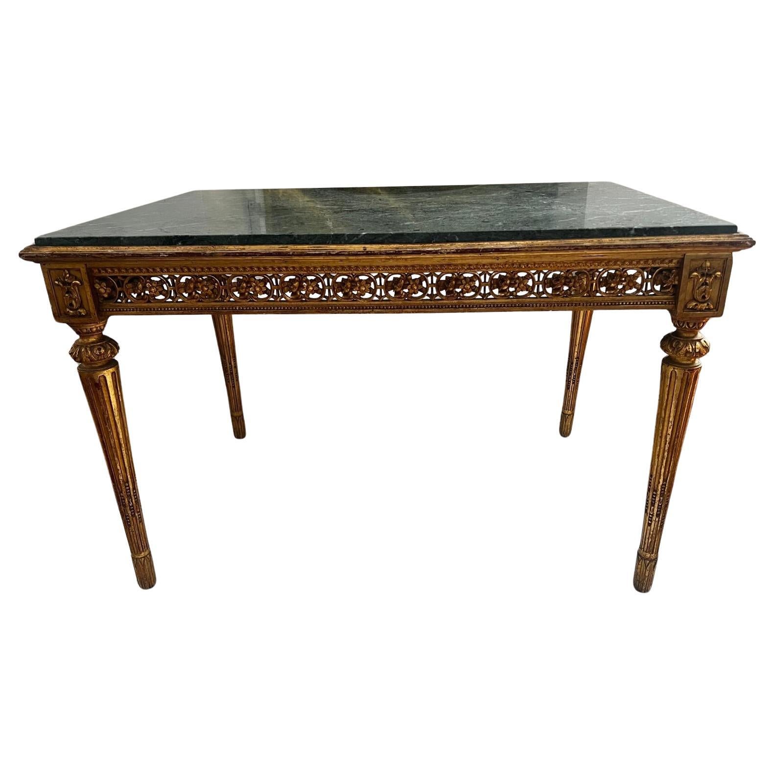 Antique French Louis XVI Marble Gold gilded Salon Ladies Writing Table 1800 en venta