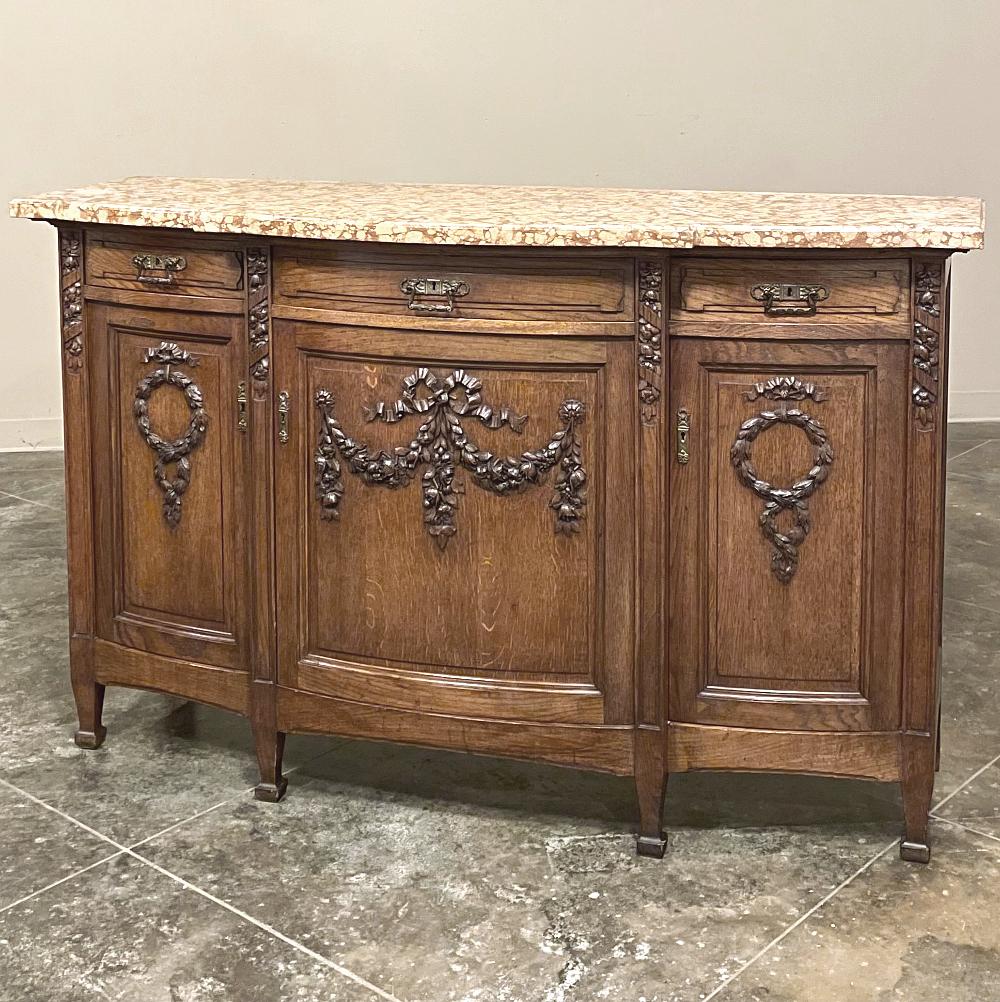 Antique French Louis XVI Marble Top Buffet In Good Condition For Sale In Dallas, TX