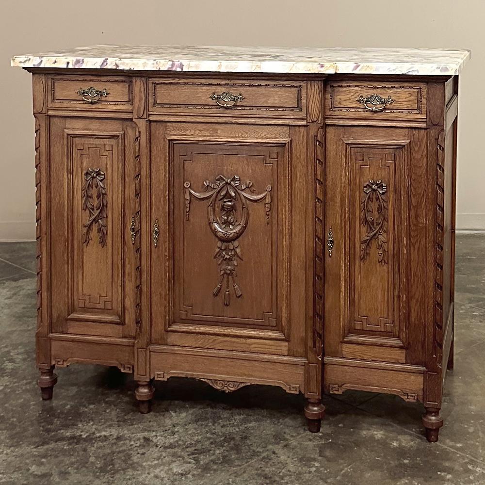 Antique French Louis XVI Marble Top Buffet In Good Condition For Sale In Dallas, TX