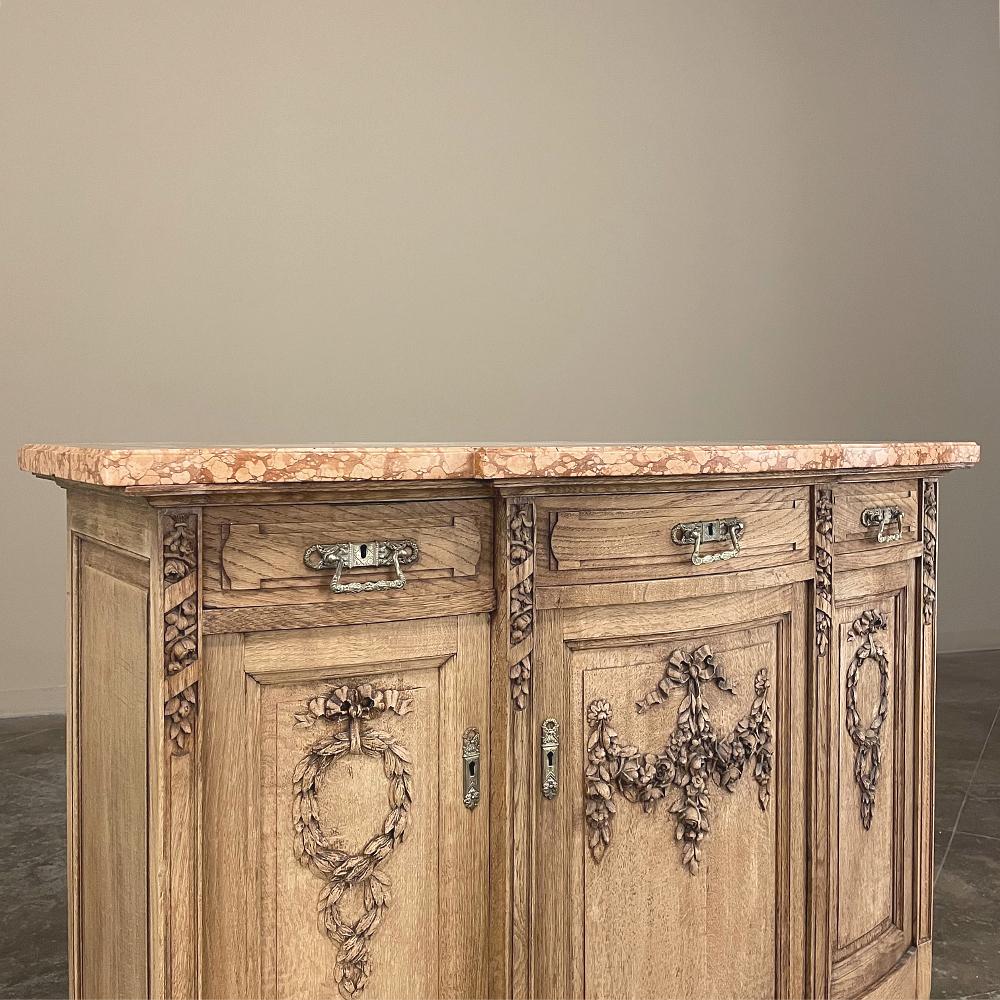 Antique French Louis XVI Marble Top Buffet in Stripped Oak For Sale 4