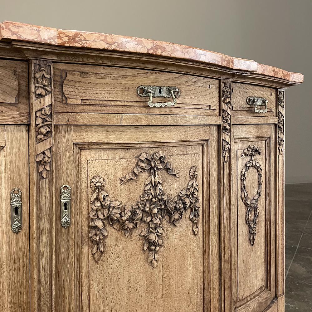 Antique French Louis XVI Marble Top Buffet in Stripped Oak For Sale 7