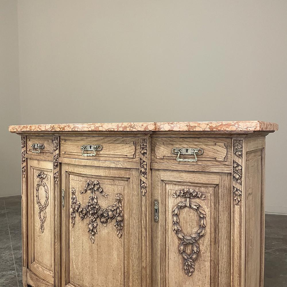 Antique French Louis XVI Marble Top Buffet in Stripped Oak For Sale 10