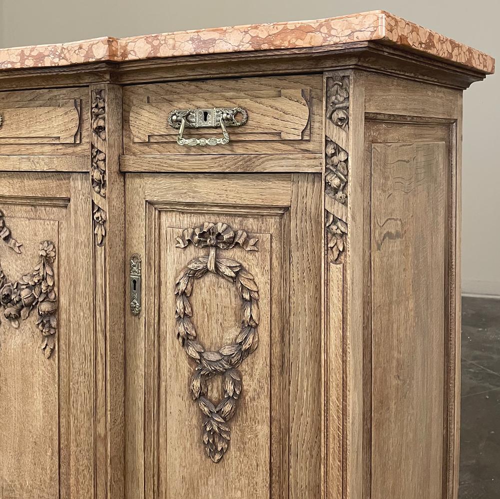 Antique French Louis XVI Marble Top Buffet in Stripped Oak For Sale 12