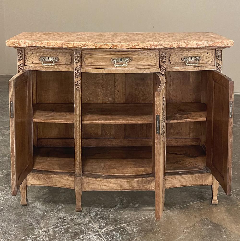 Antique French Louis XVI Marble Top Buffet in Stripped Oak For Sale 2