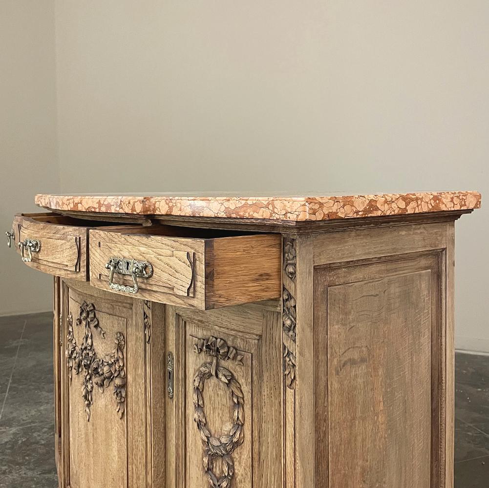 Antique French Louis XVI Marble Top Buffet in Stripped Oak For Sale 3