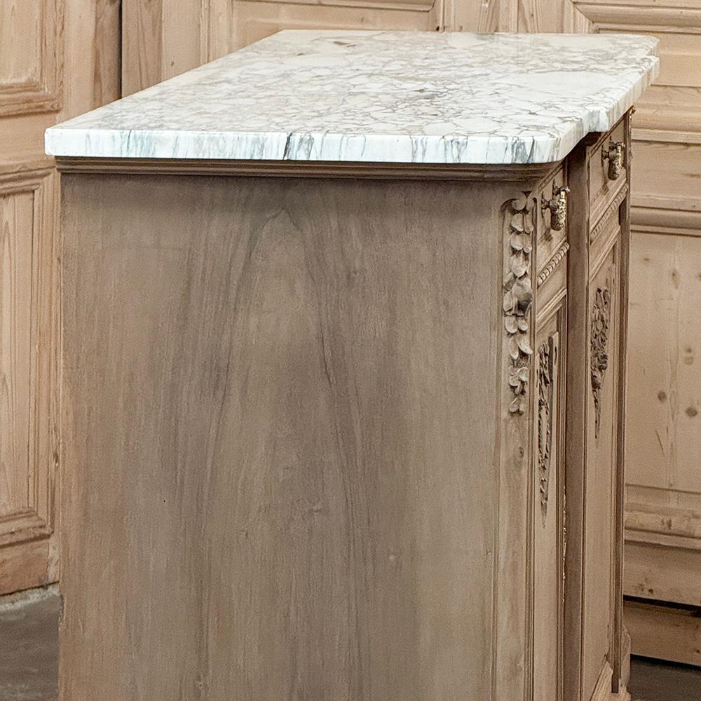 Antique French Louis XVI Marble Top Buffet in Stripped Walnut For Sale 4