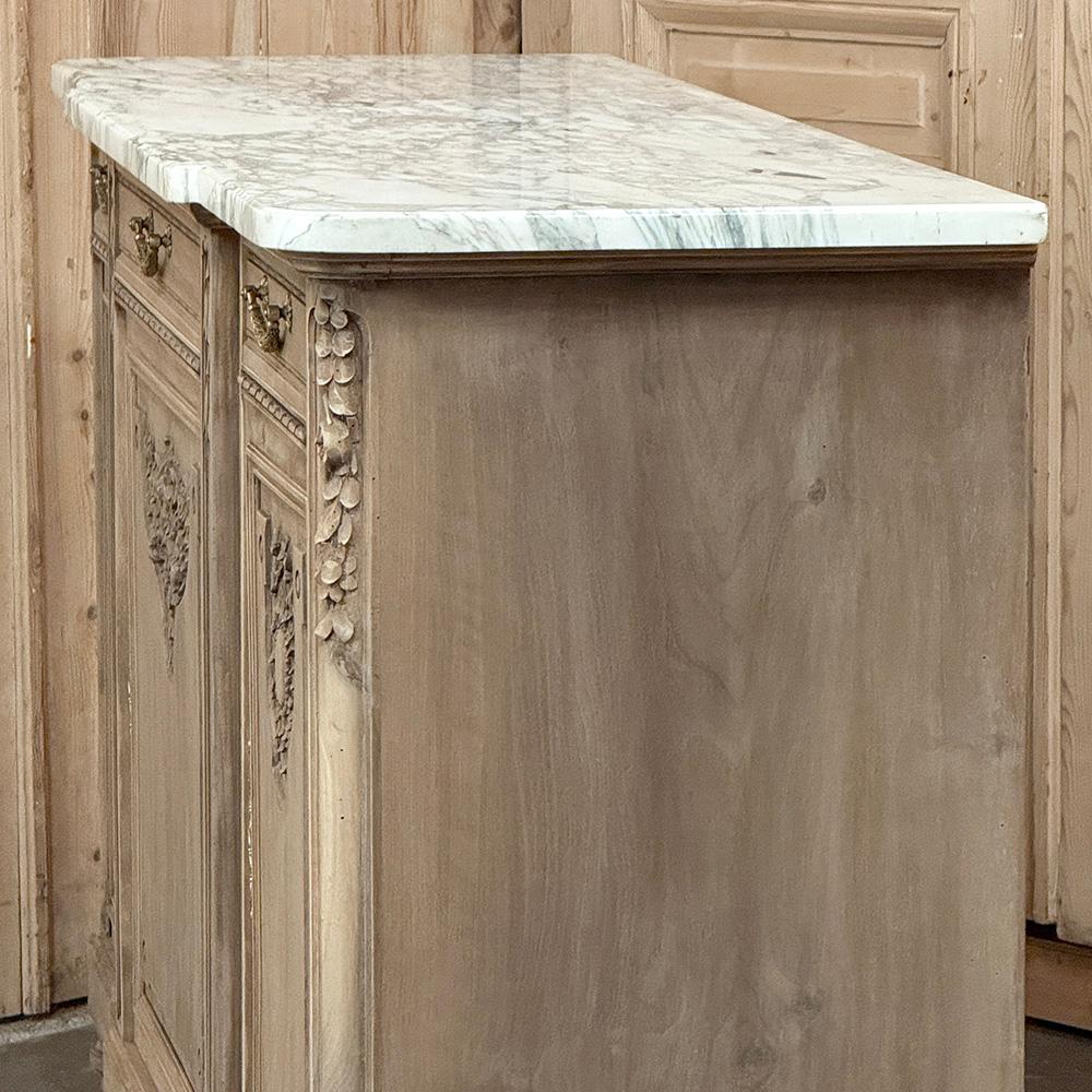 Antique French Louis XVI Marble Top Buffet in Stripped Walnut For Sale 6