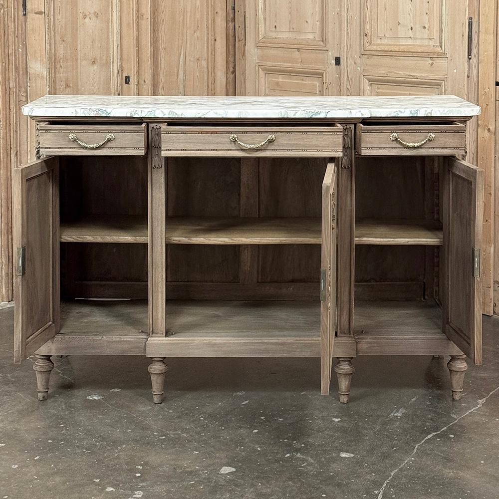 Antique French Louis XVI Marble Top Buffet in Stripped Walnut For Sale 8