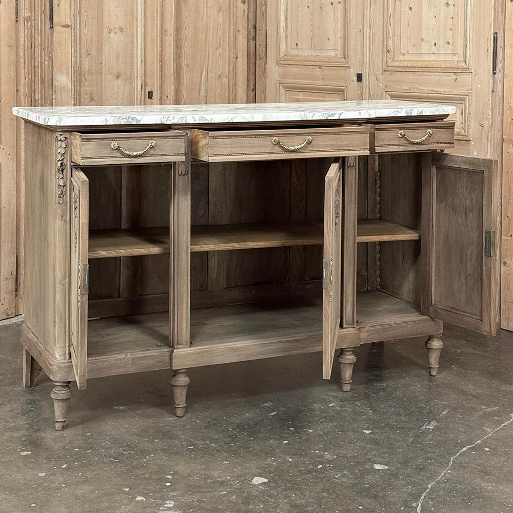 Antique French Louis XVI Marble Top Buffet in Stripped Walnut For Sale 9