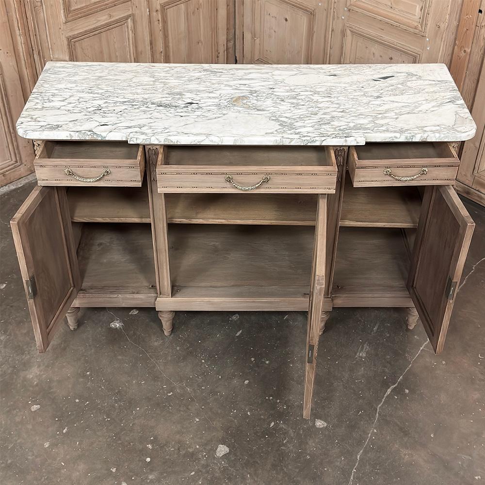 Antique French Louis XVI Marble Top Buffet in Stripped Walnut For Sale 10