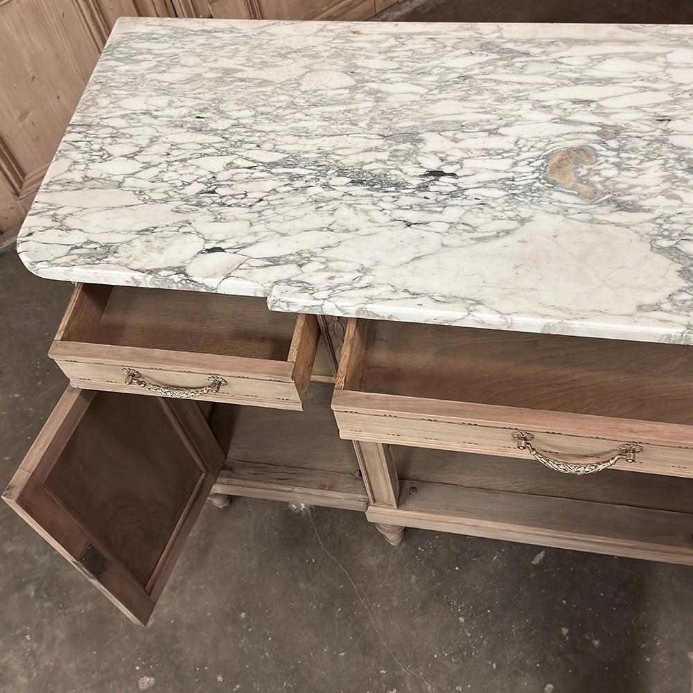 Antique French Louis XVI Marble Top Buffet in Stripped Walnut For Sale 11