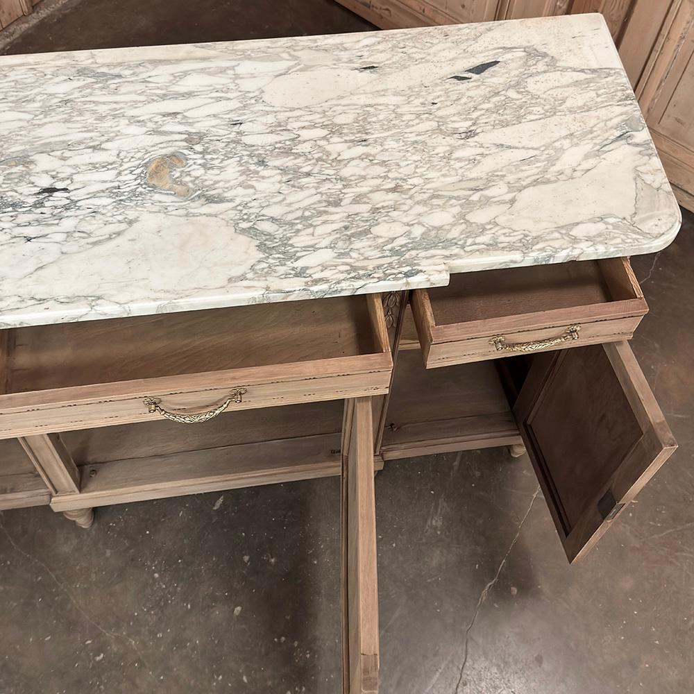Antique French Louis XVI Marble Top Buffet in Stripped Walnut For Sale 12