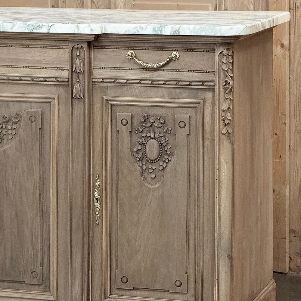 Antique French Louis XVI Marble Top Buffet in Stripped Walnut For Sale 2