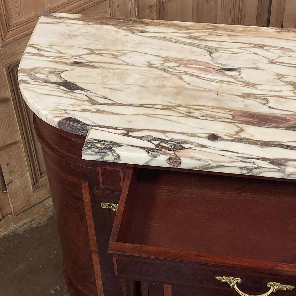 Antique French Louis XVI Marble Top Burl Wood Buffet For Sale 2