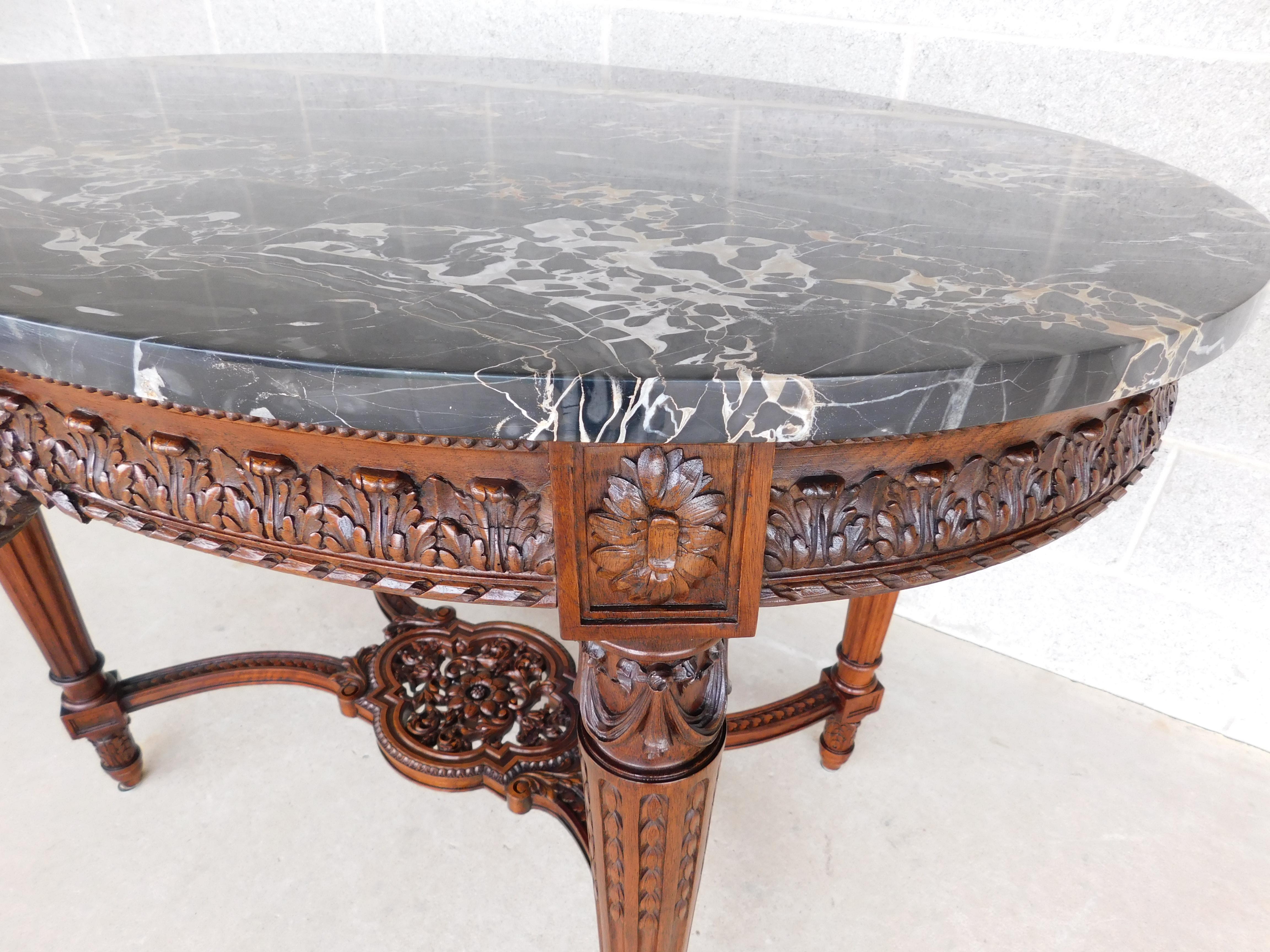 Antique French Louis XVI Marble Top Center Table For Sale 9