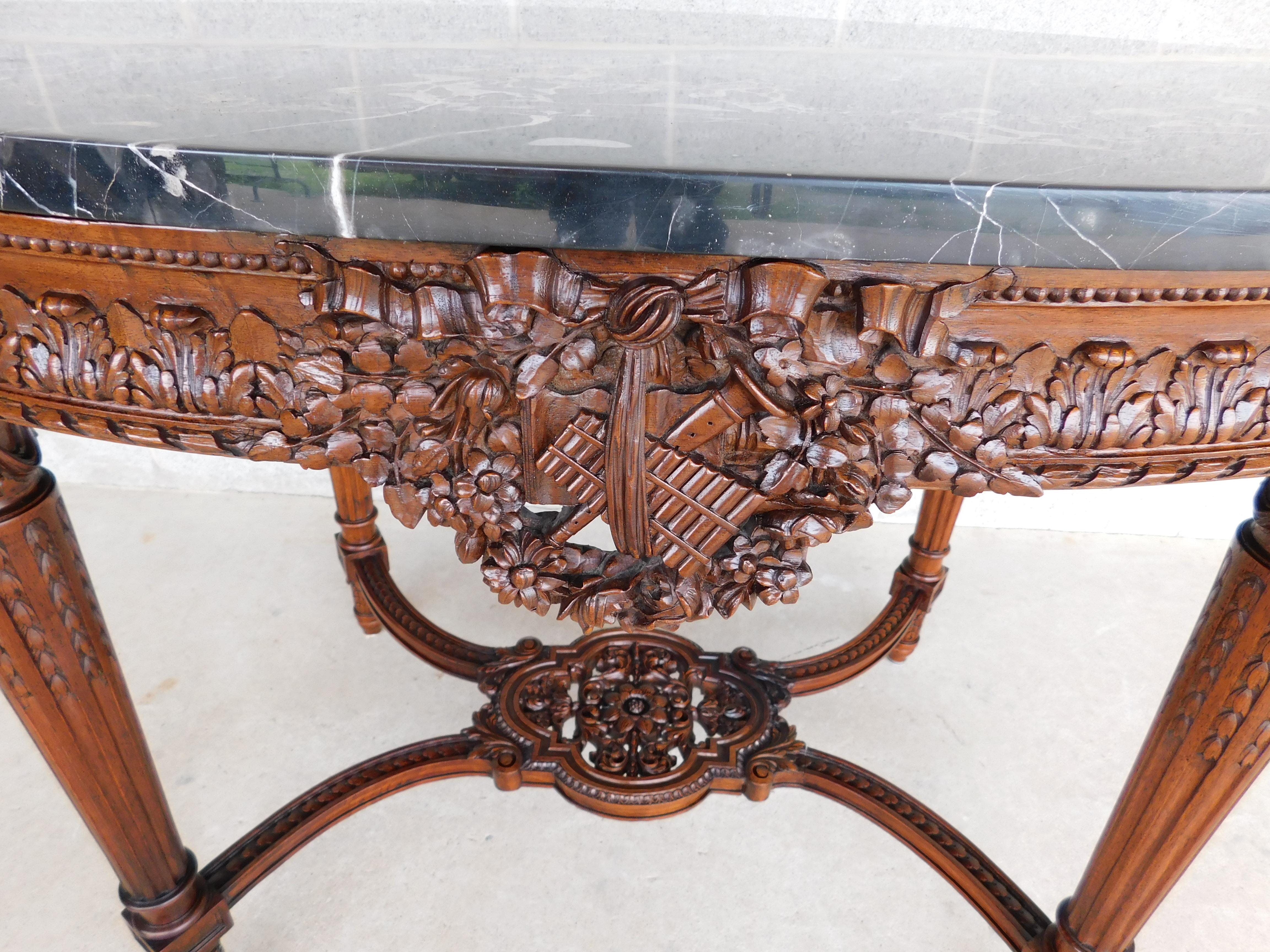 Antique French Louis XVI Marble Top Center Table For Sale 11