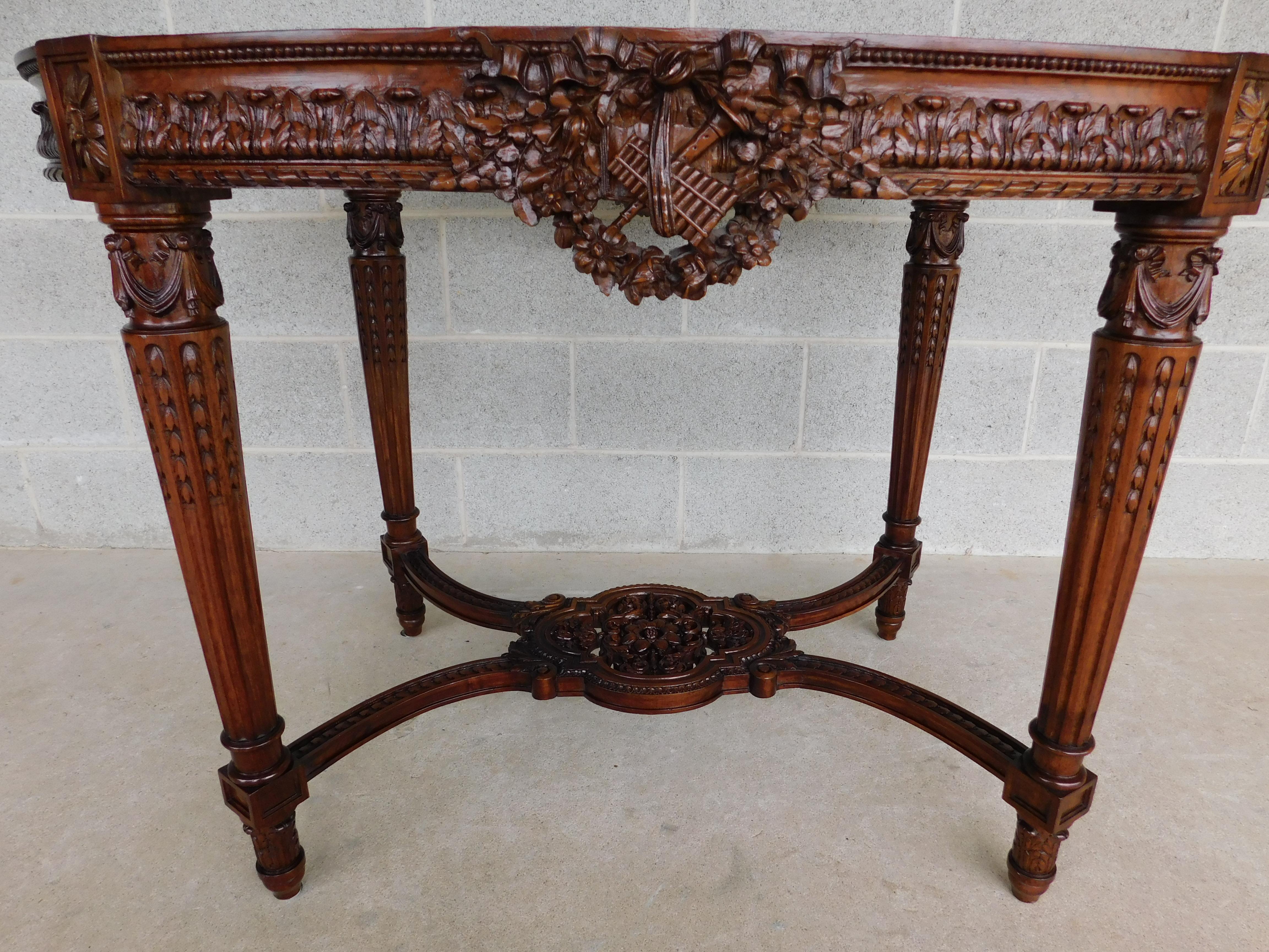 Antique French Louis XVI Marble Top Center Table For Sale 3