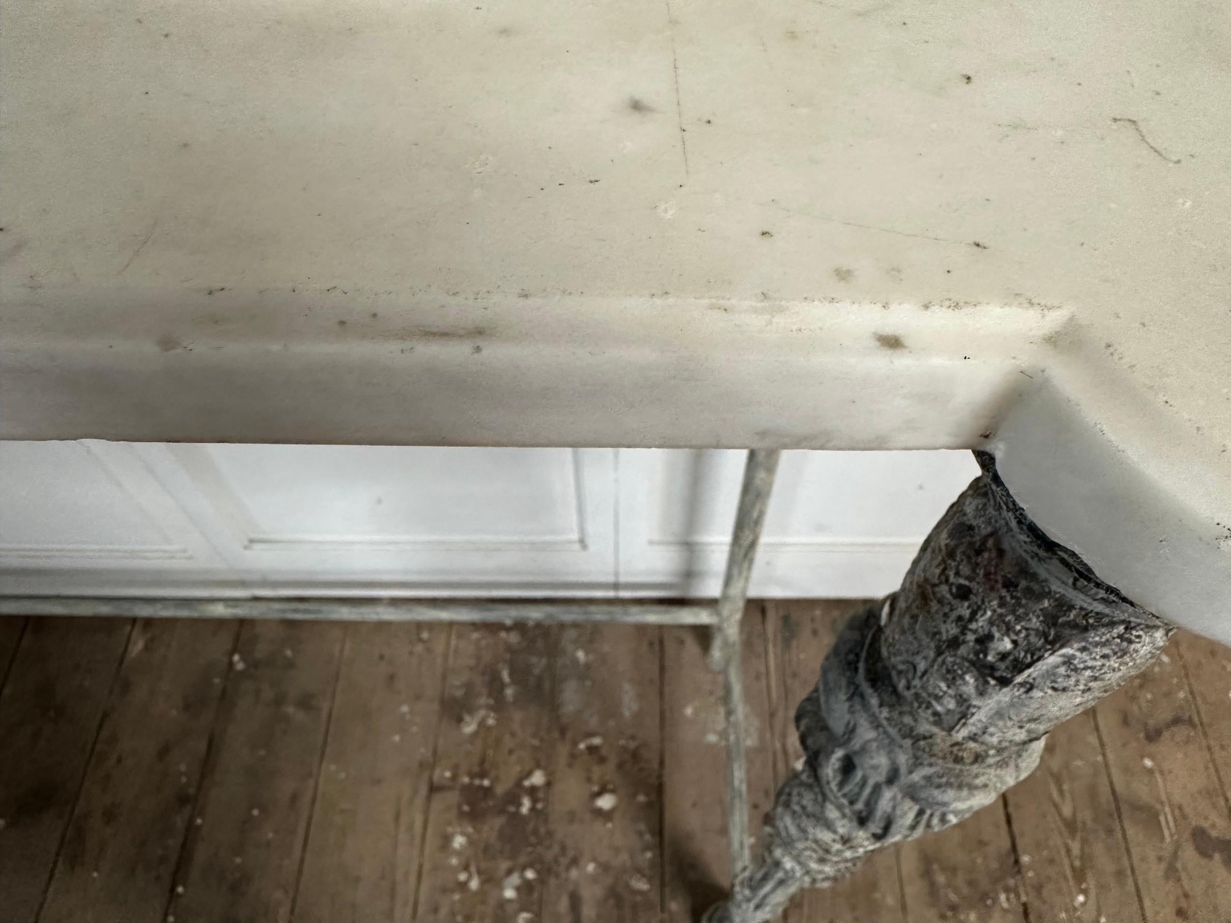 Antique French Louis XVI Marble Top Console Table For Sale 9