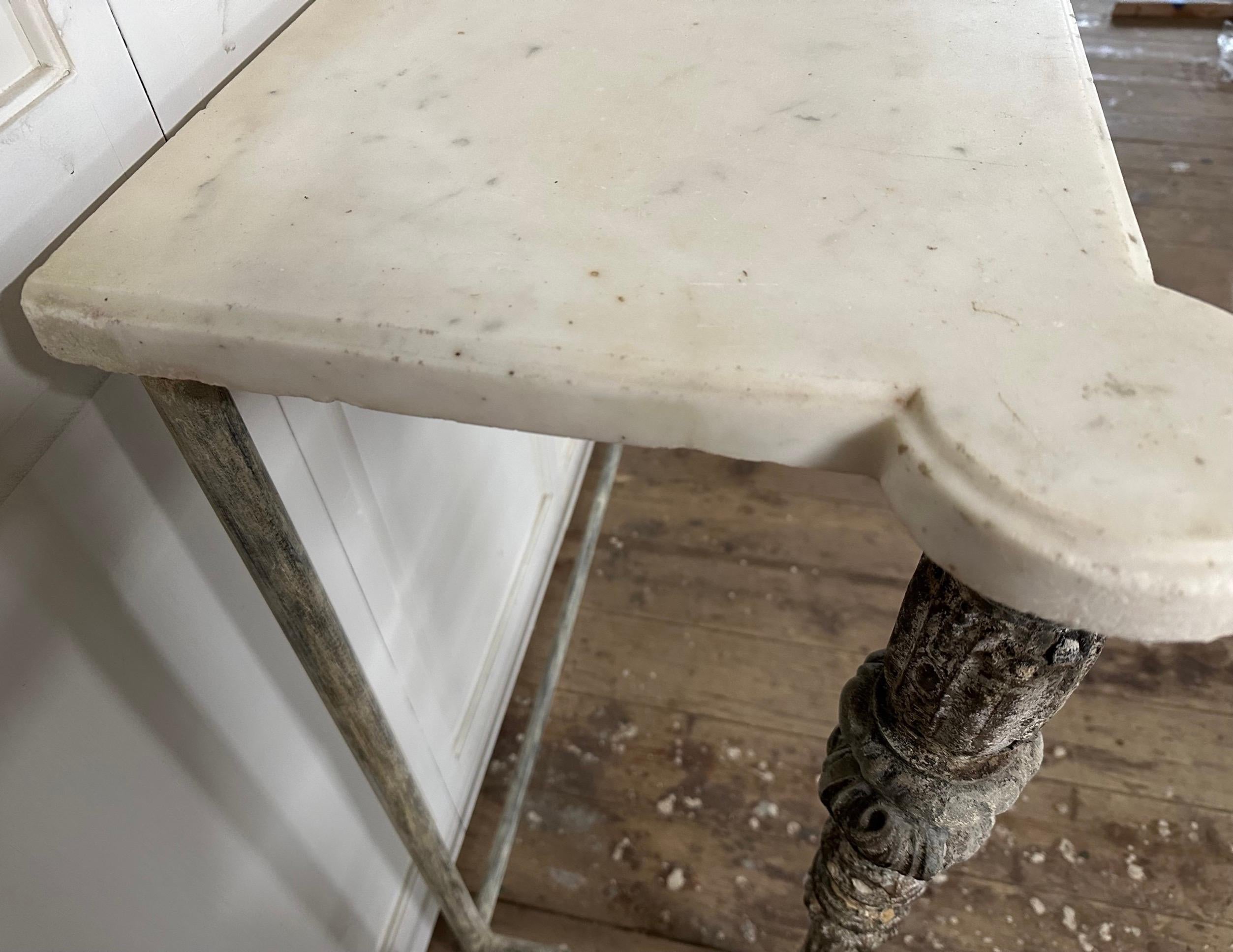 Antique French Louis XVI Marble Top Console Table For Sale 11